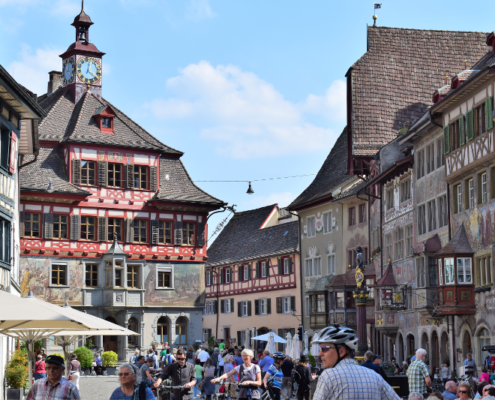 Fotografie Red Knights Germany 1 Visit CH 1 Ausflug Stein am Rhein Rundgang Blick auf Marktplatz